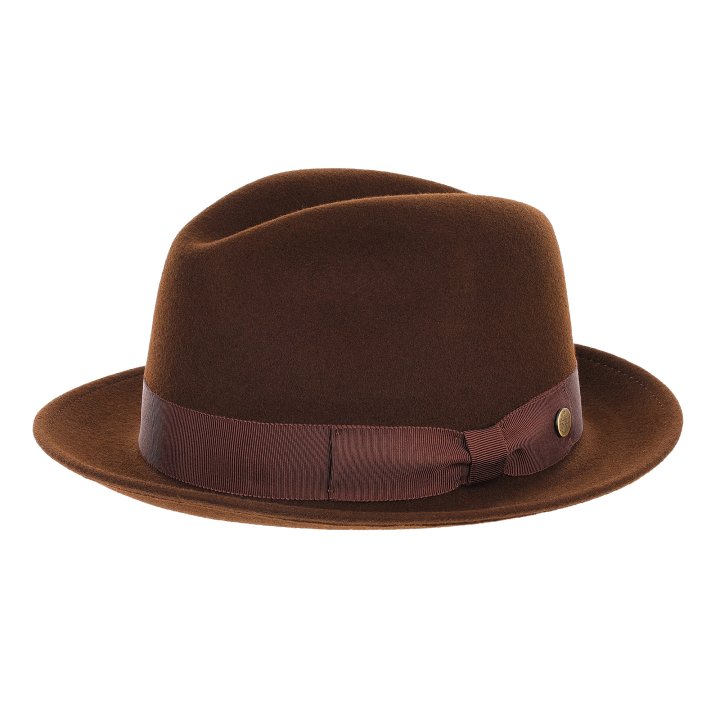 trilby brazowy krutki rondo le szapo kapelusz