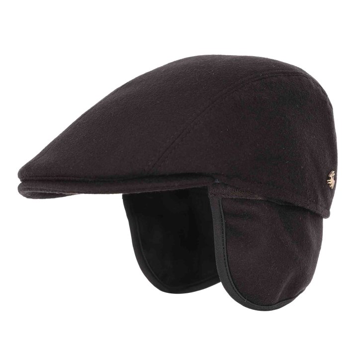 Le Szapo Kaszkiet Flat Cap Kaszmir Czarny
