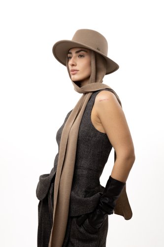 Ladies Winter beżowy kapelusz z szalikiem.jpg