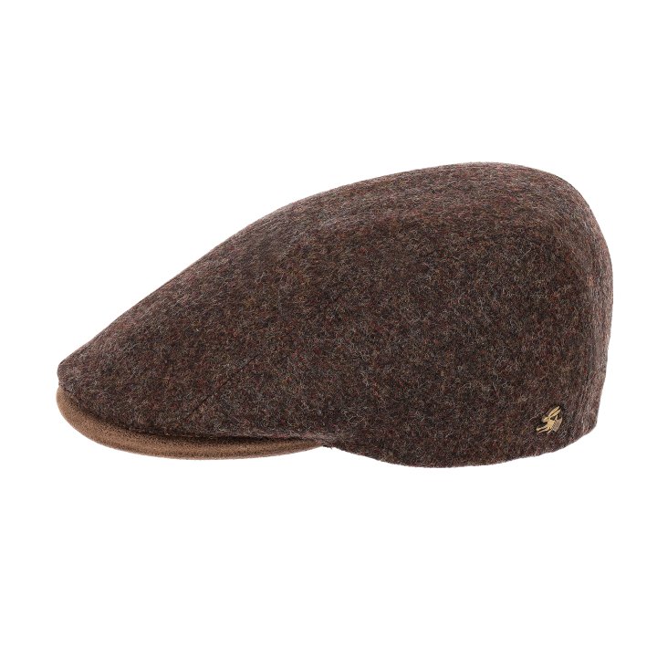 Le Szapo Flat Cap Virgin Wool Brązowy Melange