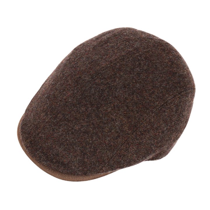 Le Szapo Flat Cap Virgin Wool Brązowy Melange