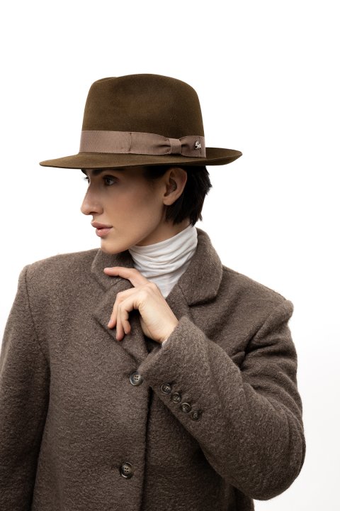 Le Szapo Luxury Fedora Brąz