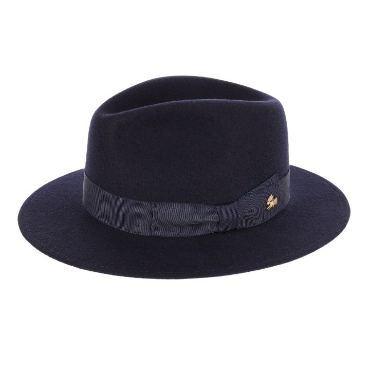 Le Szapo Classic Fedora Granatowa