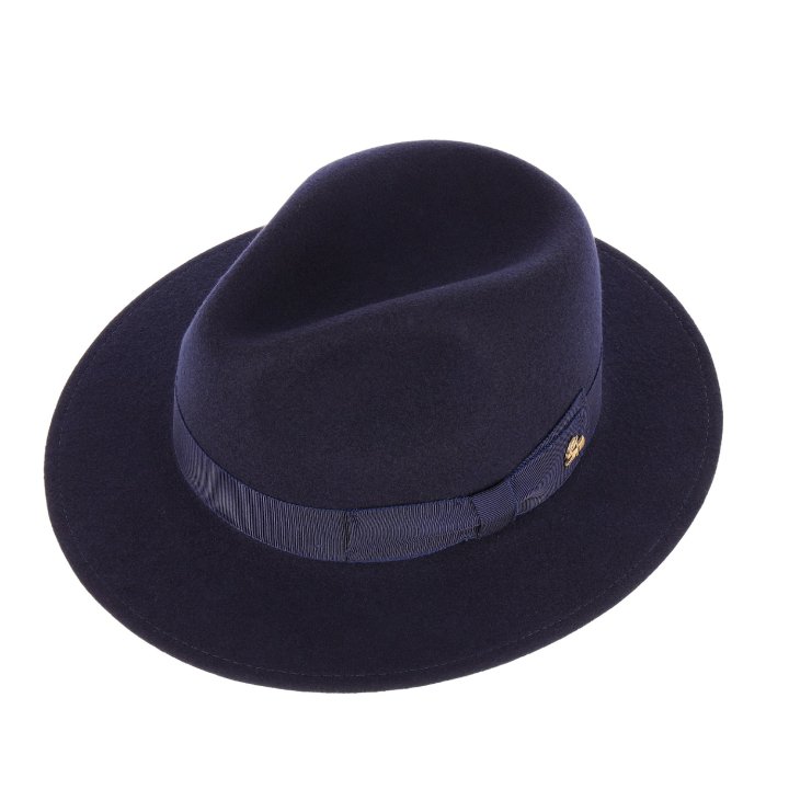 Le Szapo Classic Fedora Granatowa