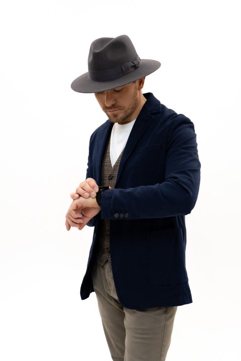 Le Szapo Fedora Classic Premium Szary