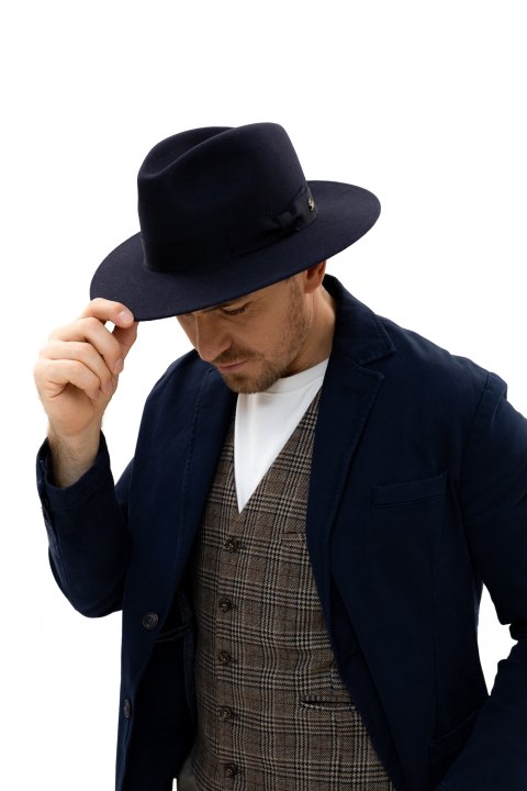 Le Szapo Fedora Classic Premium Granatowy