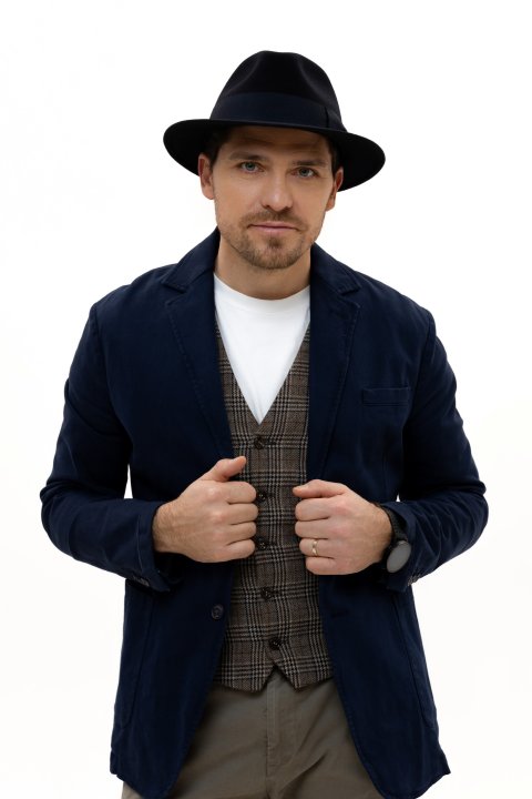 Le Szapo Fedora Classic Premium Granatowy