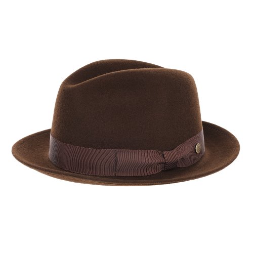 trilby brazowy krutki rondo le szapo kapelusz