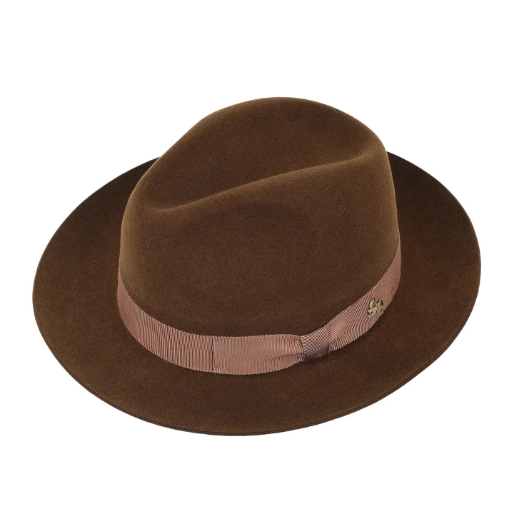 Le Szapo Luxury Fedora Brąz
