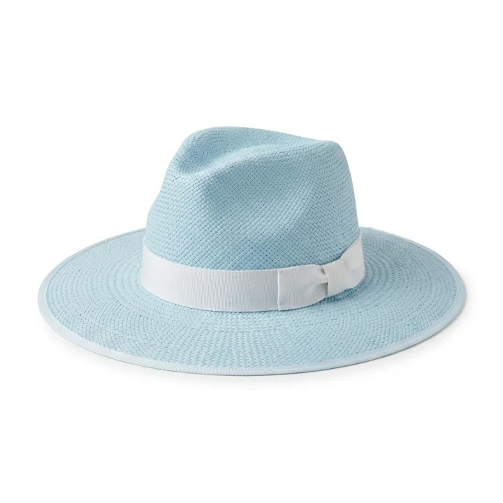 Le Szapo Panama Ladies Fedora Pastel Blue