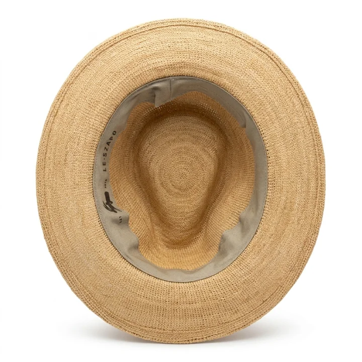 Le Szapo Fedora Raffia Extra Fino z czarną wstążką