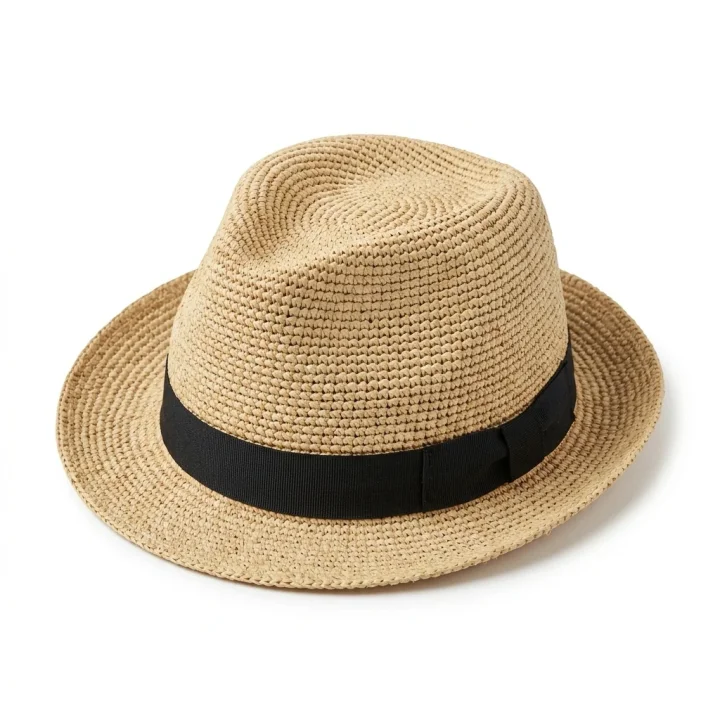Le Szapo Straw Trilby for Kids Navy Ribbon