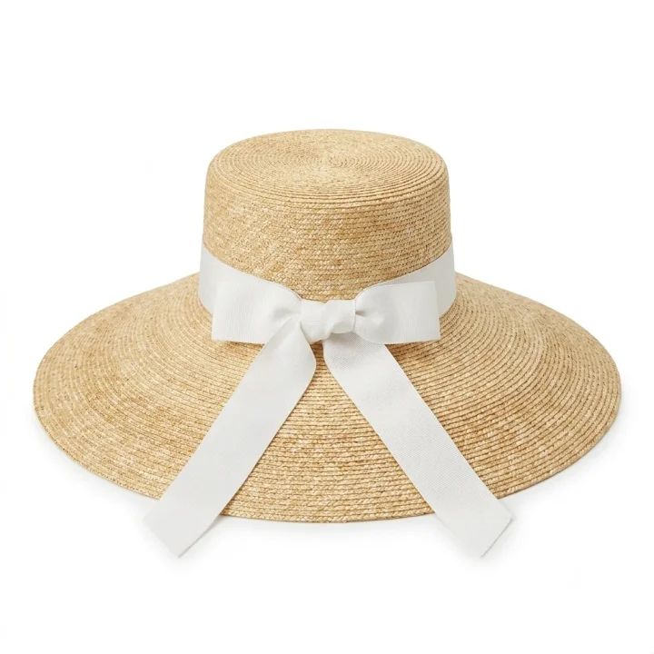 Le Szapo Premium Hat Straw White Ribbon