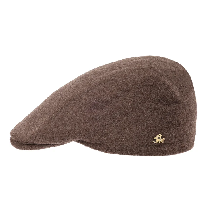 Flat Cap z Nausznikami 100% Kaszmir Brązowy