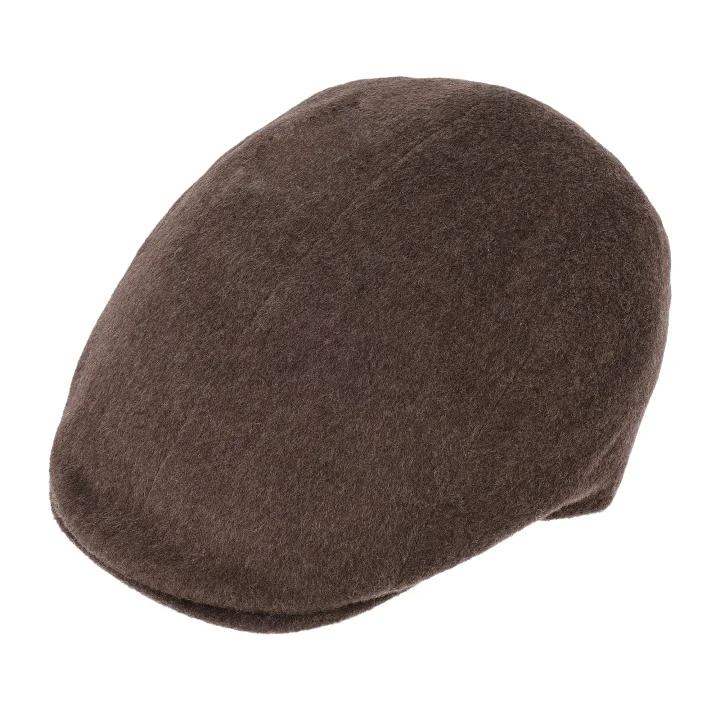 Flat Cap z Nausznikami 100% Kaszmir Brązowy