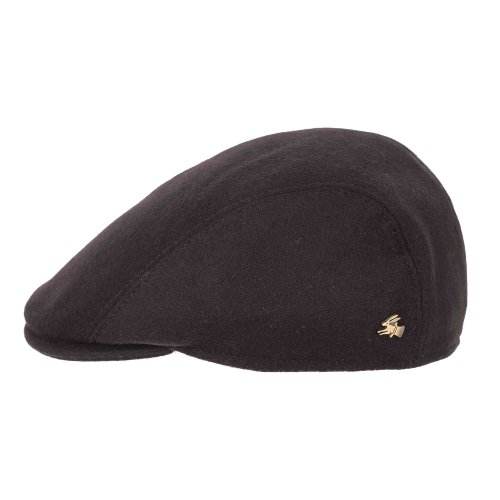 Flat Cap z Nausznikami 100% Kaszmir Czarny