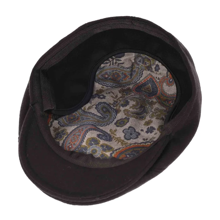 Flat Cap z Nausznikami 100% Kaszmir Czarny