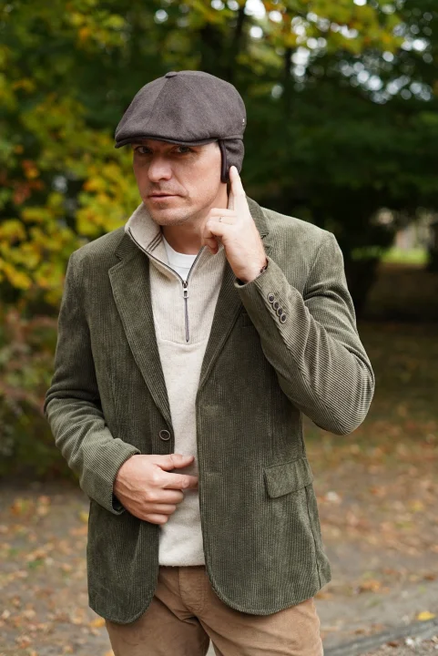 Gavroche z Nausznikami 100% Kaszmir Brązowy