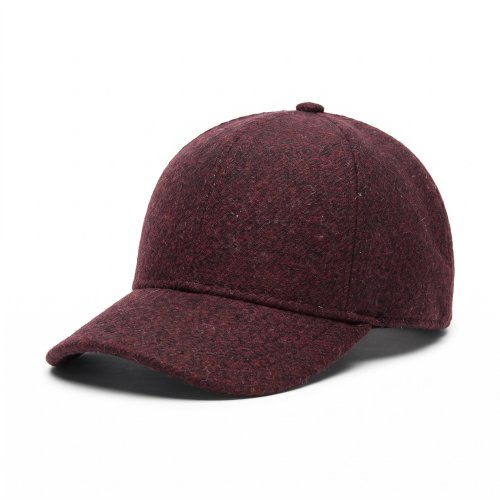 Baseball Cap Virgin Wool Bordowy z Nausznikami
