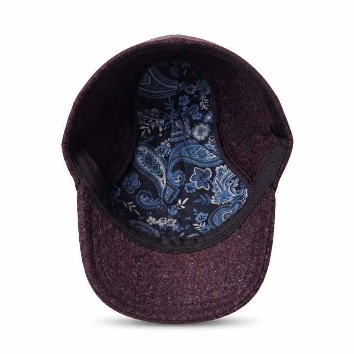 Baseball Cap Virgin Wool Bordowy z Nausznikami