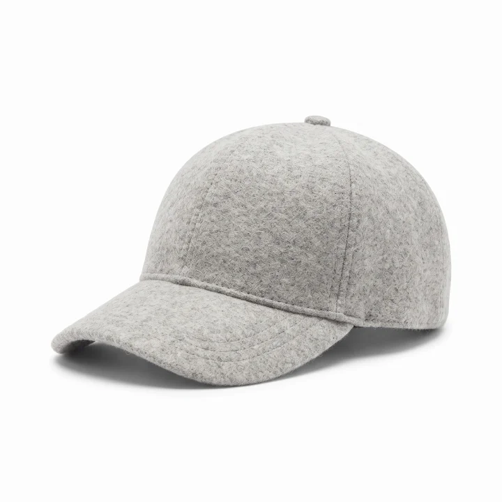 Baseball Cap Virgin Wool Szary z Nausznikami