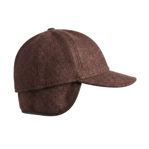 Baseball Cap Virgin Wool Bordowy z Nausznikami