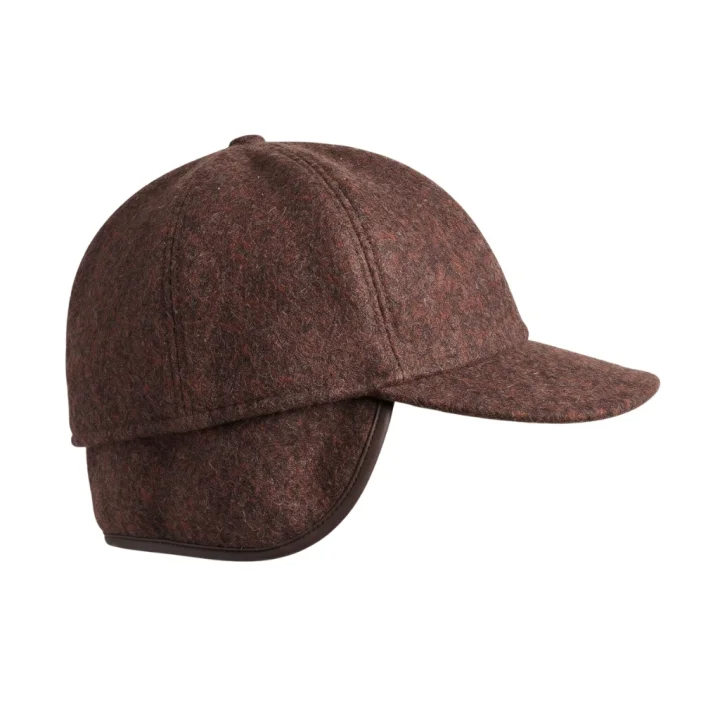 Baseball Cap Virgin Wool Bordowy z Nausznikami