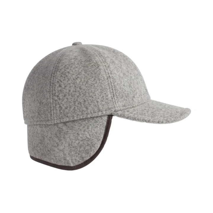 Baseball Cap Virgin Wool Szary z Nausznikami