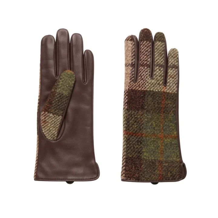 Brown Tweed and Leather Gloves