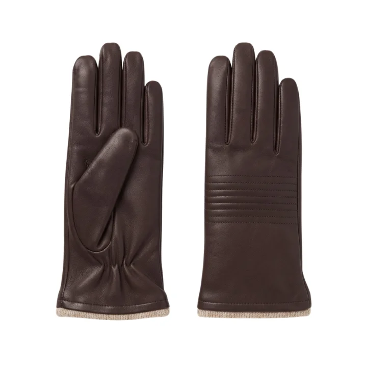 Quilted Brown Leather Gloves