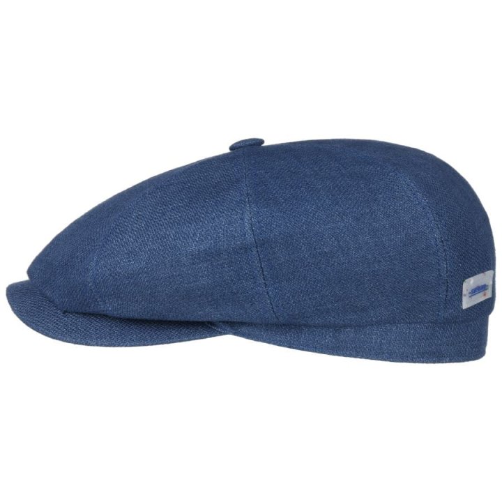 Stetson Hatteras Uni Sustainable Linen Flat Cap Blue, XXL