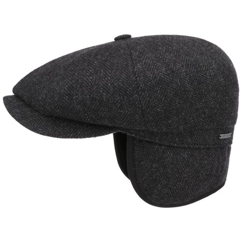 Stetson Hatteras Classic Ear Flaps Herringbone Dark Grey