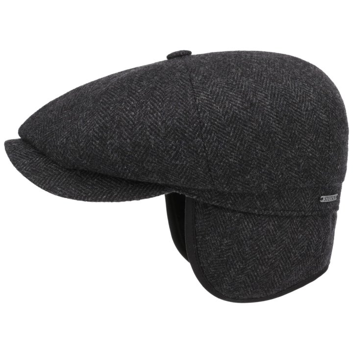 Stetson Hatteras Classic Ear Flaps Herringbone Dark Grey