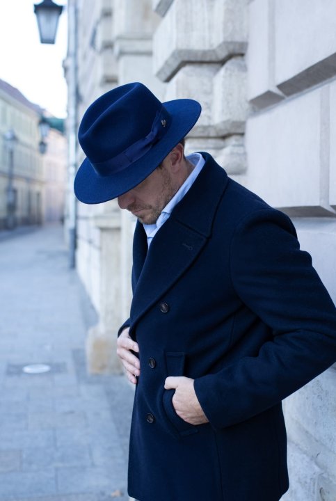 Le Szapo Classic Fedora Granatowa