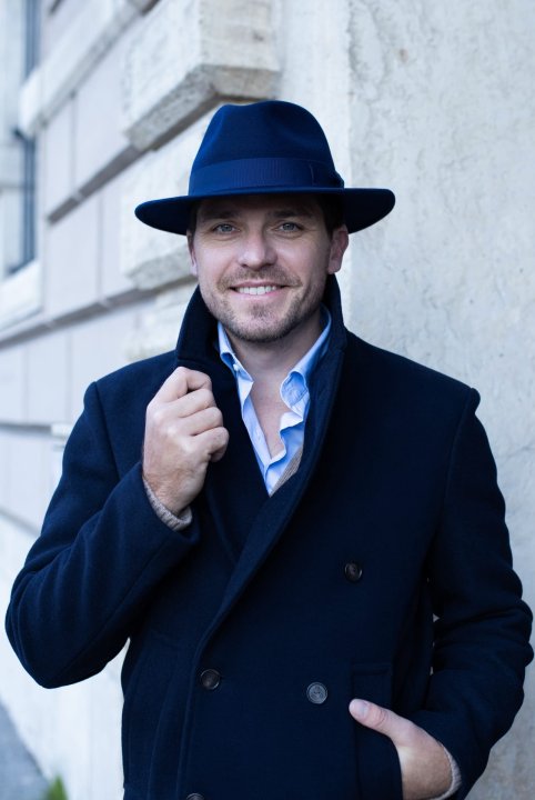 Le Szapo Classic Fedora Granatowa