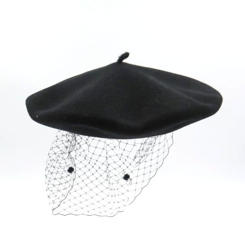 Le Szapo Beret  z Woalką Czarny