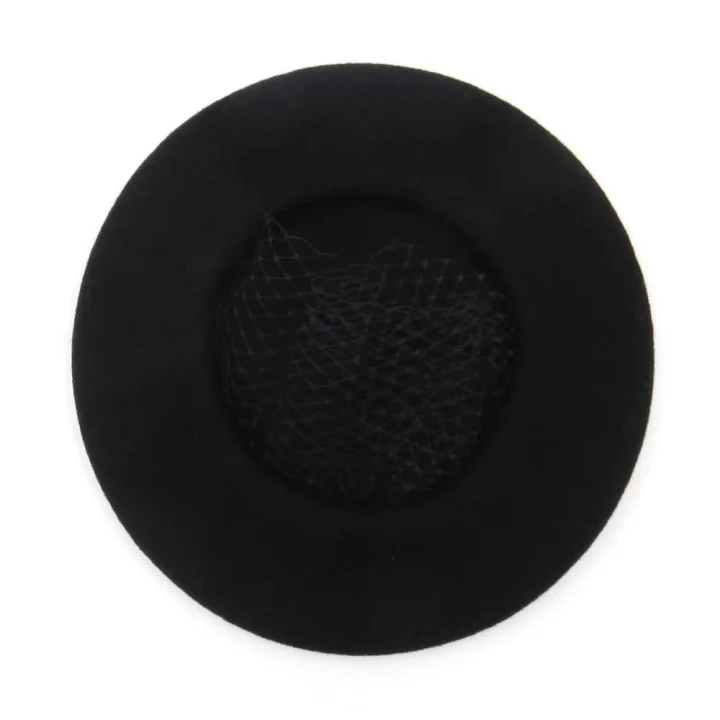 Beret z Woalką Czarny