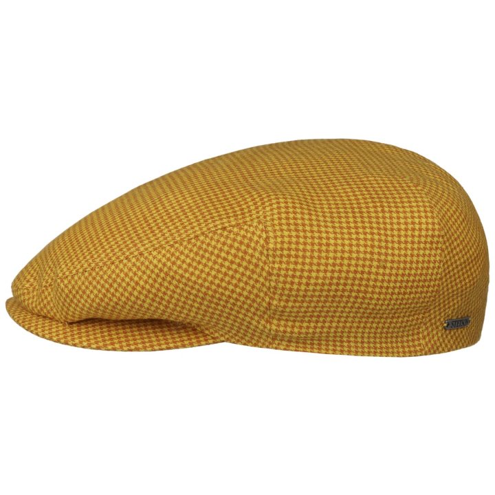 Stetson Kent Houndstooth Golf Flat Cap Yellow
